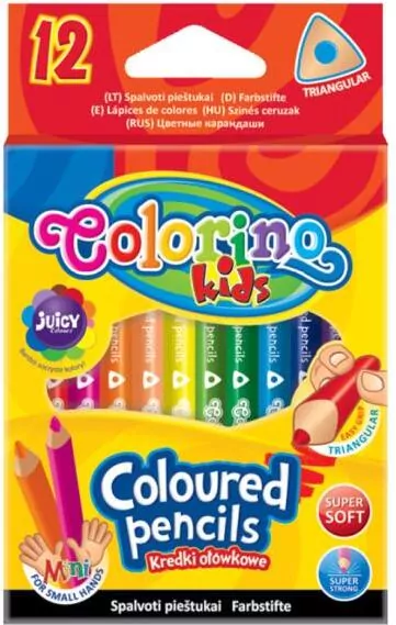 Kredki colorino kids ołówkowe trójkątne mini 12 kolorów - tantis.pl