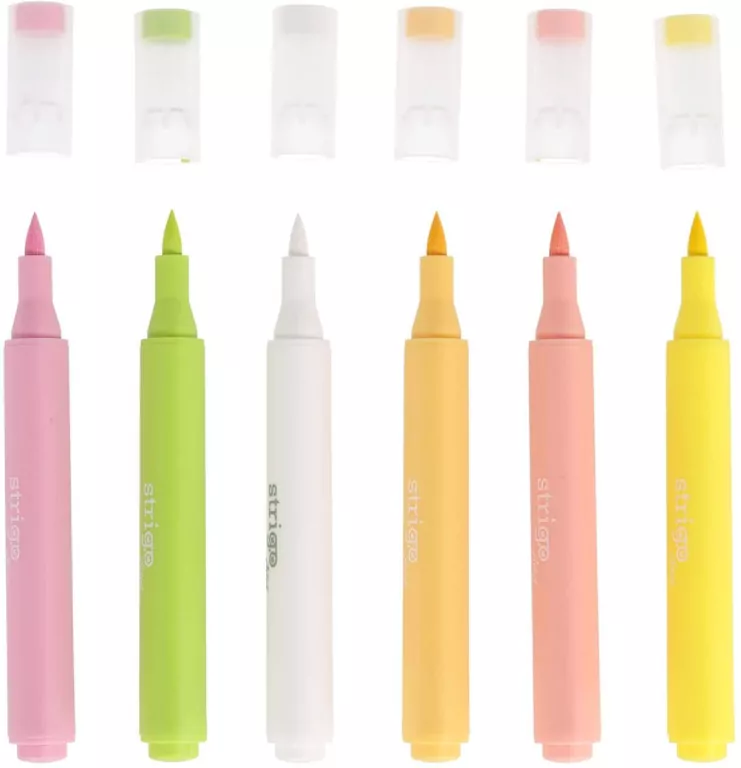 Marker akrylowy z końcówką Brush 6kol STRIGO - tantis.pl