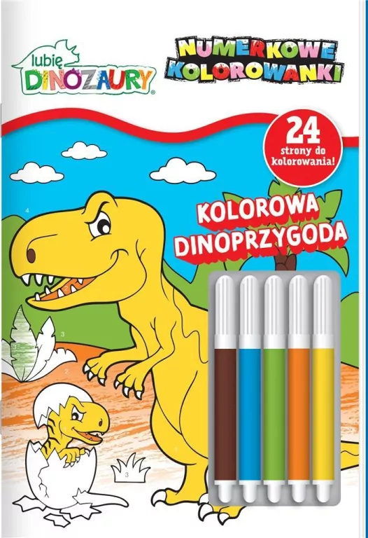 Lubię dinozaury. Kolorowa Dinoprzygoda. Numerkowe kolorowanki cz. 3 - tantis.pl