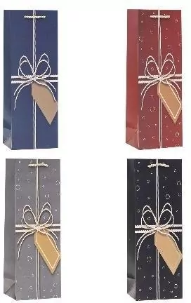 Torebka ozdobna na butelkę 12x35x9cm mix ROZETTE. 1 sztuka - tantis.pl