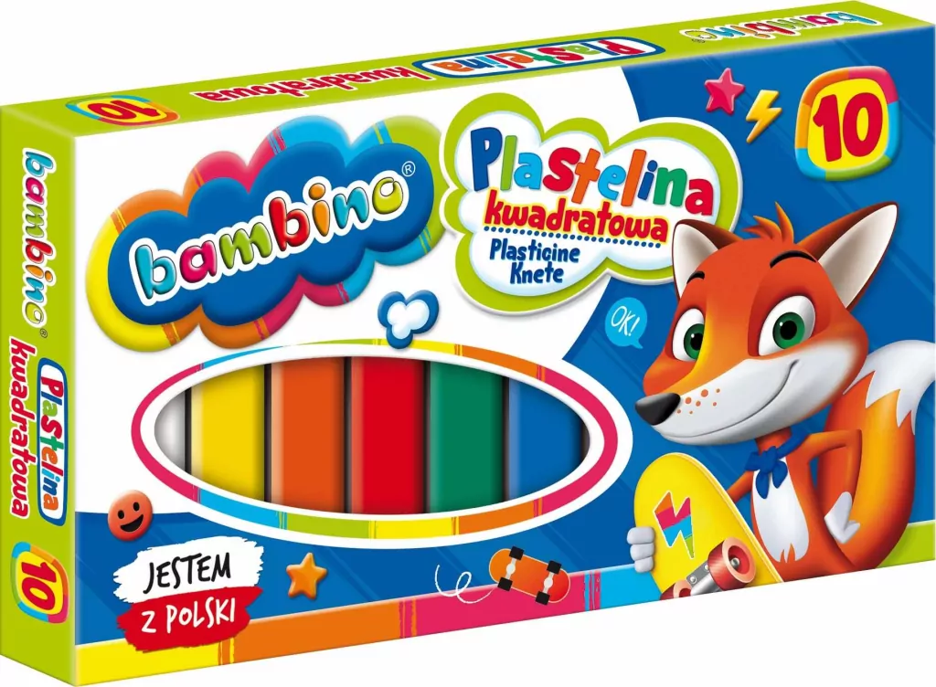 Plastelina kwadratowa Bambino. 10 kolorów - tantis.pl