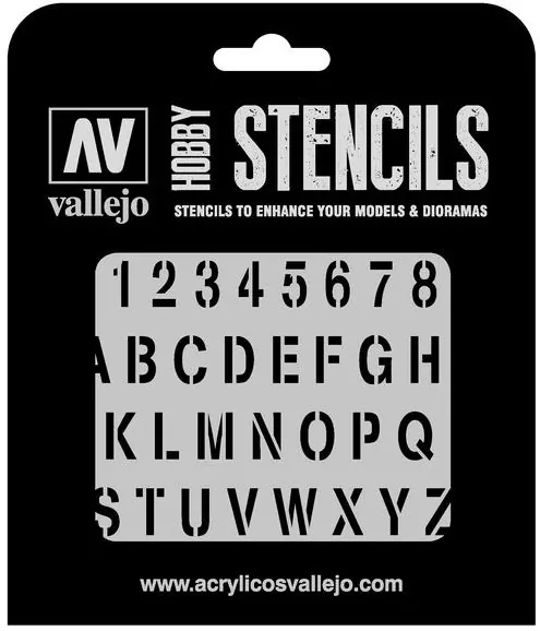 Vallejo: ST-LET002 - Stencils - Stamp Font - tantis.pl