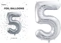 Balon foliowy cyfra 5 86cm srebrny - tantis.pl