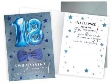 Karnet. Urodziny 18 (osiemnastka, cyfry, niebieski) DKP-002 - tantis.pl
