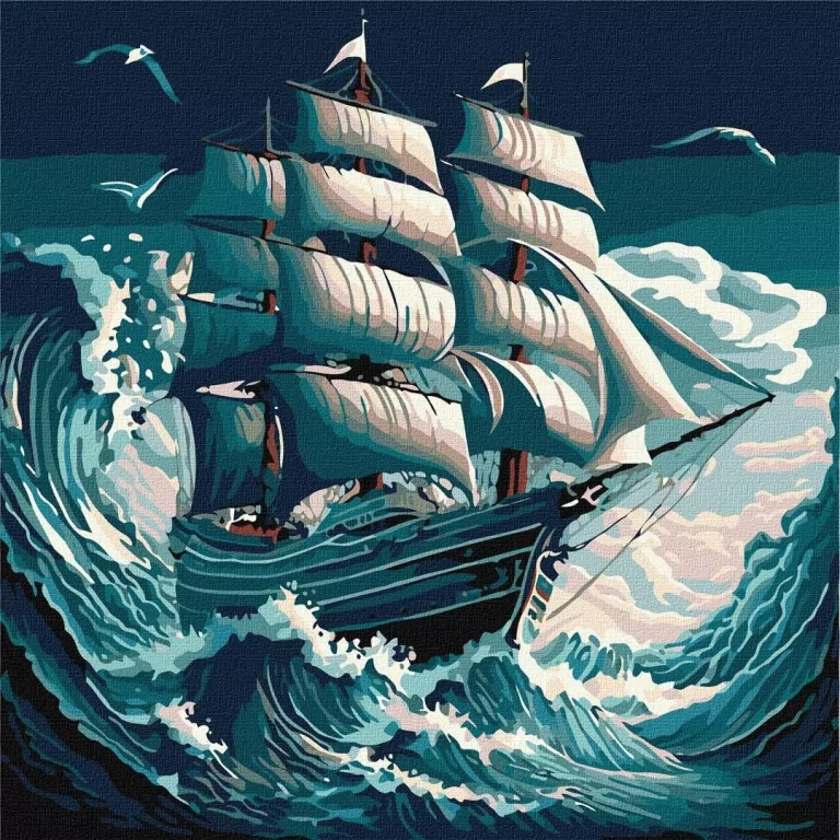 Malowania po numerach - Sztorm na morzu 40x40cm - tantis.pl