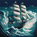 Malowania po numerach - Sztorm na morzu 40x40cm - tantis.pl