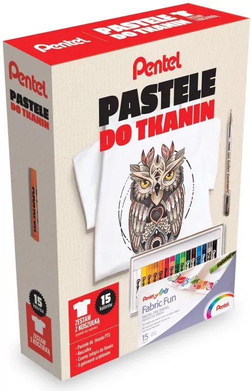 Kredki Pastele do tkanin 15 kol. z koszulką - tantis.pl