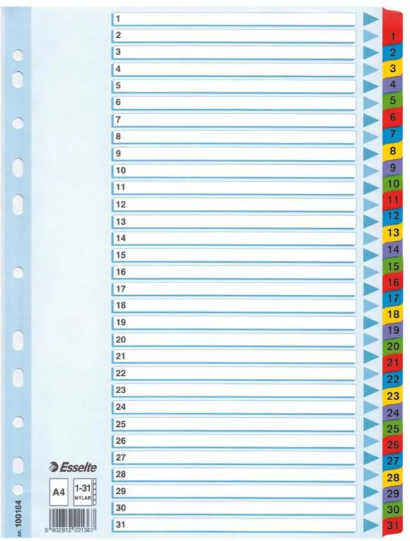 Esselte. Przekładki A4, Numeryczne 1-31 - tantis.pl
