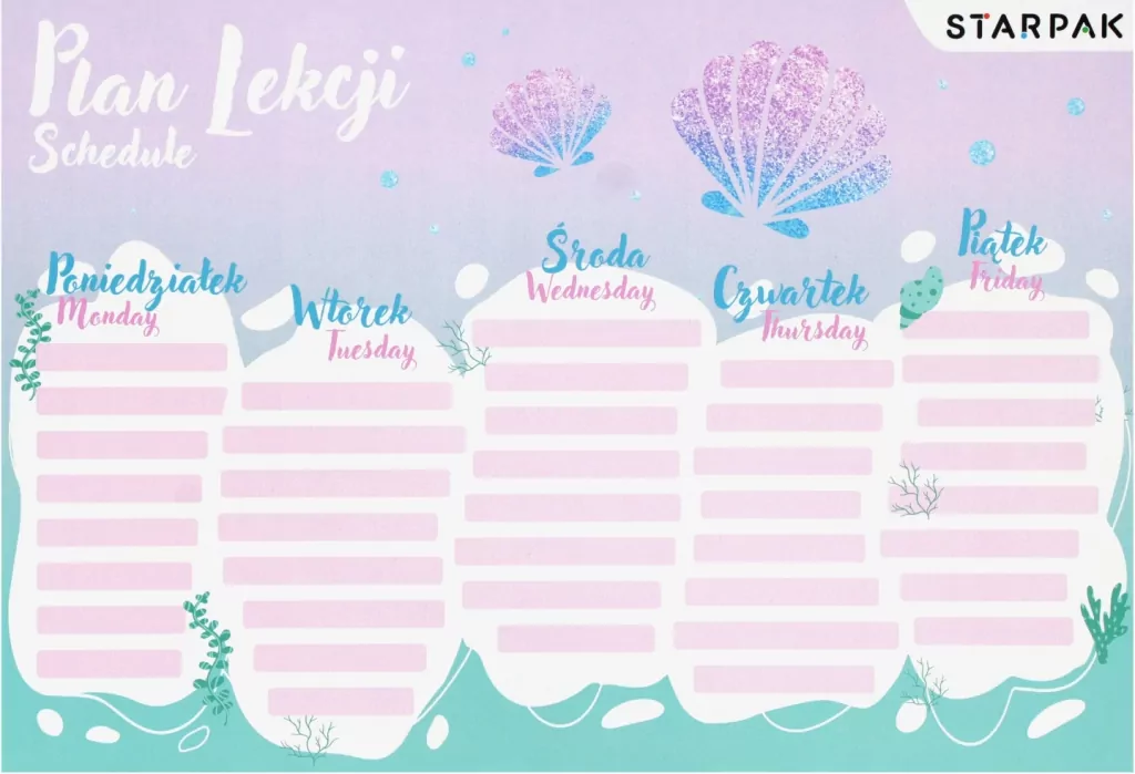 Plan lekcji z tabliczką mnożenia - tantis.pl