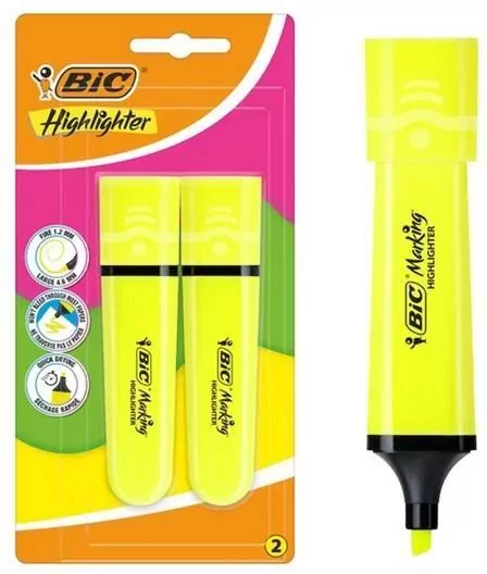 Zakreslacz Flat żółty neon 2szt BIC - tantis.pl