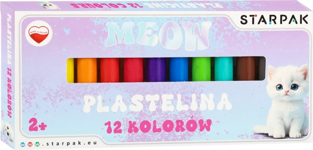 Plastelina 12 kolorów. Biały kotek - tantis.pl