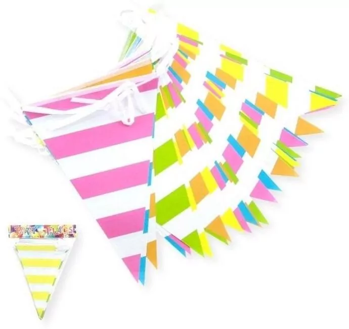 Girlanda flagi w paski mix kolorów 27.5cmx10m - tantis.pl