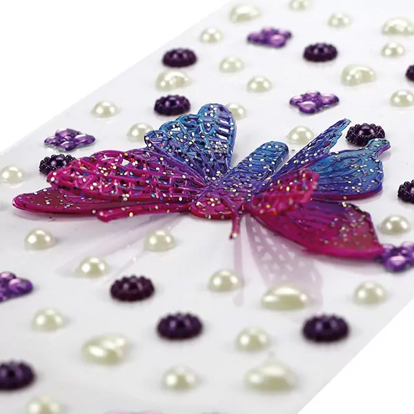 Kryształki samoprzylepne motyl 3D 75x60mm 82szt - tantis.pl