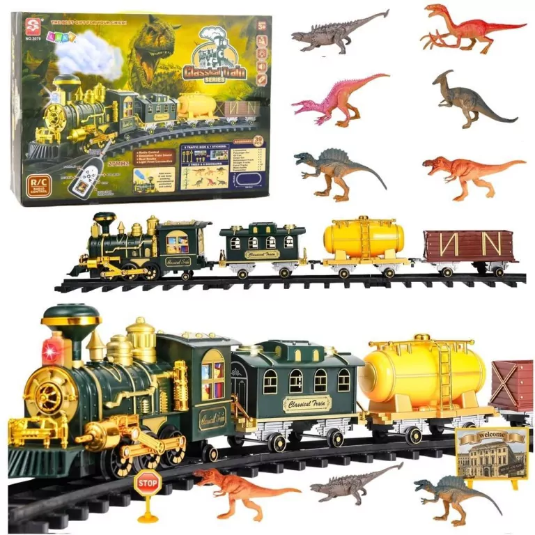 Kolejka pociąg R/C Dinozaury światło, dźwięk, dym - tantis.pl