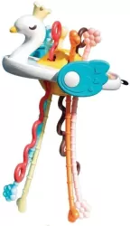 Łabędź z kolorowymi linkami