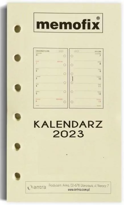 Wkład kalendarzowy 2023. Memofix A7 - tantis.pl
