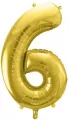 Balon foliowy cyfra 6 72cm jasny złoty - tantis.pl