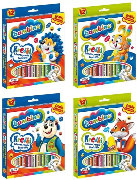 Kredki ołówkowe 12 kolorów + temperówka - tantis.pl