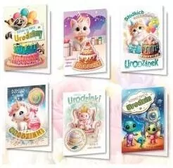 Karnet B6 z naklejkami holog. Urodziny MIX (10) - tantis.pl