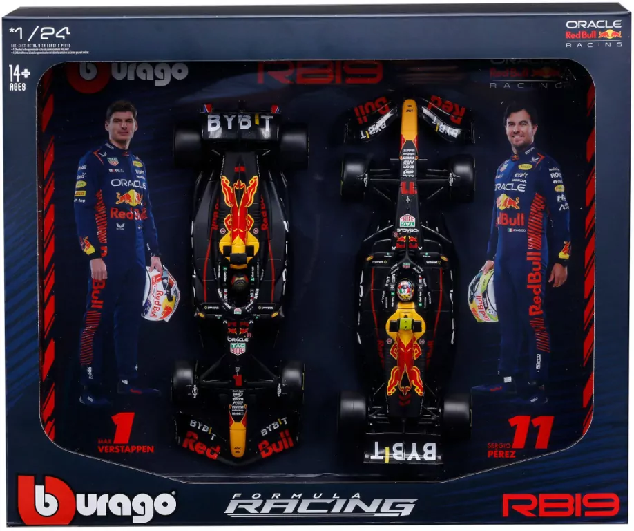 Bburago Model 1:24 Red Bull RB19 Verstappen Perez zestaw bolidów F1 18-28061 - tantis.pl