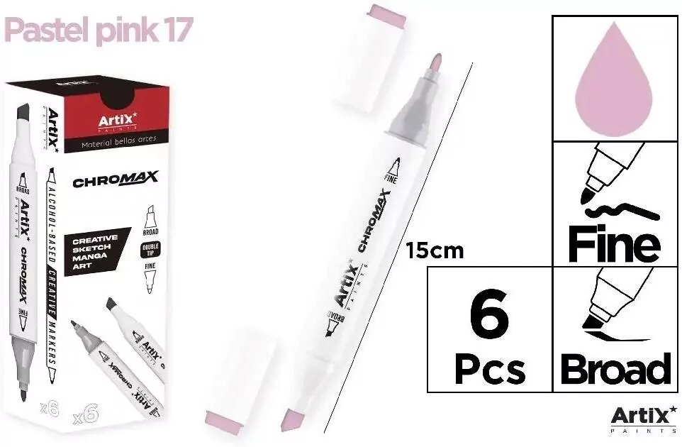 Marker Chromax z 2 końcówk. pastel pink 17 - tantis.pl