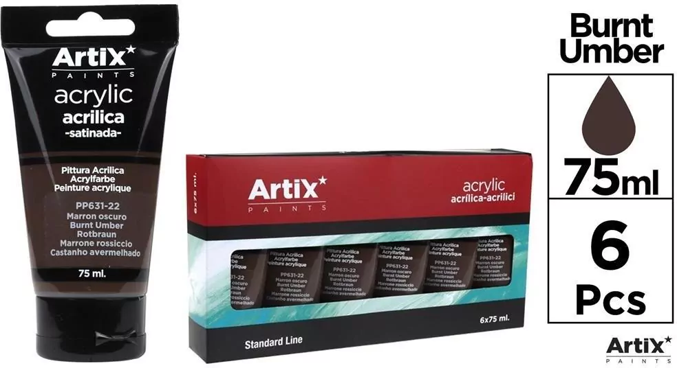 Farba akrylowa ciemnobrązowa 75ml - tantis.pl