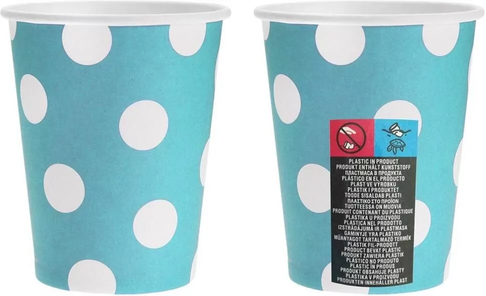 Kubeczki papierowe błękitne groszki 270ml - tantis.pl