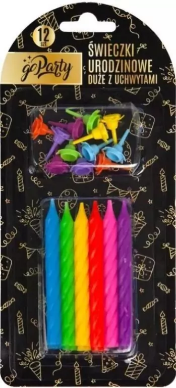 Świeczki urodzinowe Neonowe 8,5cm 12 szt. SF-900 - tantis.pl