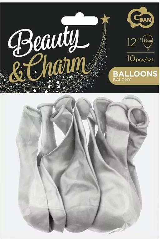 Balony Beauty&Charm metaliki srebrne 10szt - tantis.pl