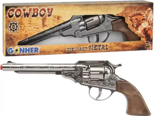 Rewolwer kowbojski metalowy 8 naboi - tantis.pl