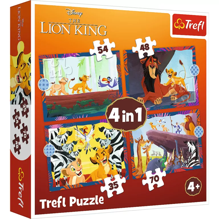 Puzzle 4w1. Odważny Król Lew. 34653 - tantis.pl
