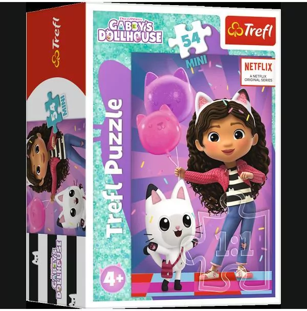 Puzzle 54el Mini Z Gabi zawsze jest wesoło. Koci Domek Gabi. Gaby's Dollhouse 19773, 19774, 19775, 19776 (54211) TREFL cena za 1 sztukę - tantis.pl