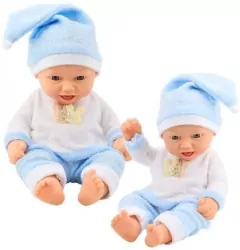 Lalka bobas w niebieskiej pożamce