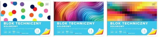 Blok techniczny kolorowy A4/20K
