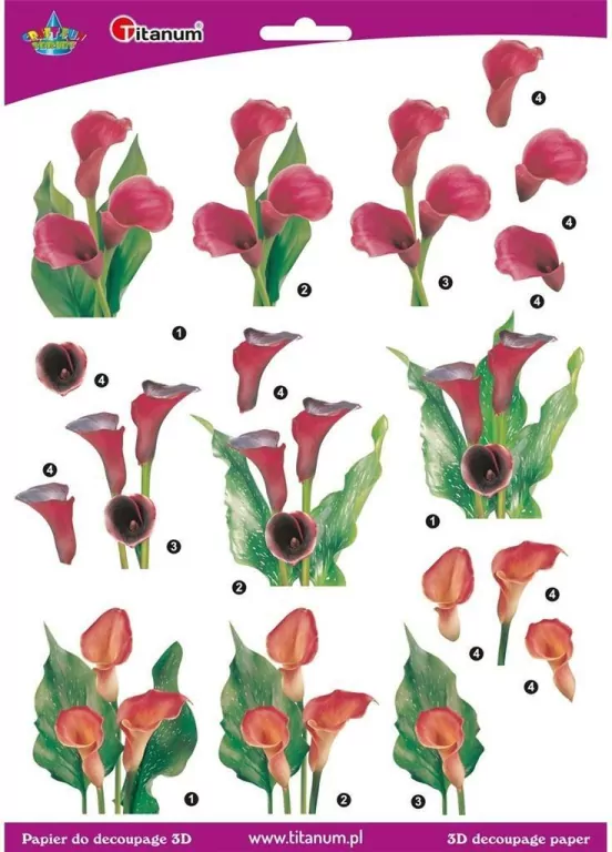 Papier do decoupage 3D kwiaty kalie arkusz - tantis.pl