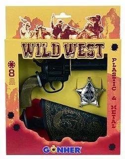 Zestaw kowbojski rewolwer z kaburą i odznaką - tantis.pl