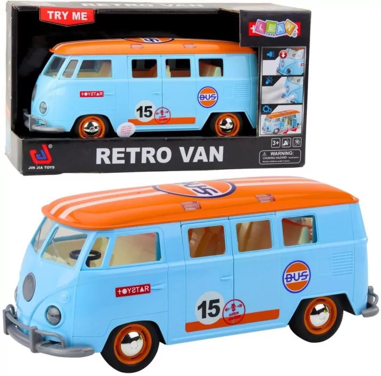Retro van bus światło dźwięk niebieski - tantis.pl