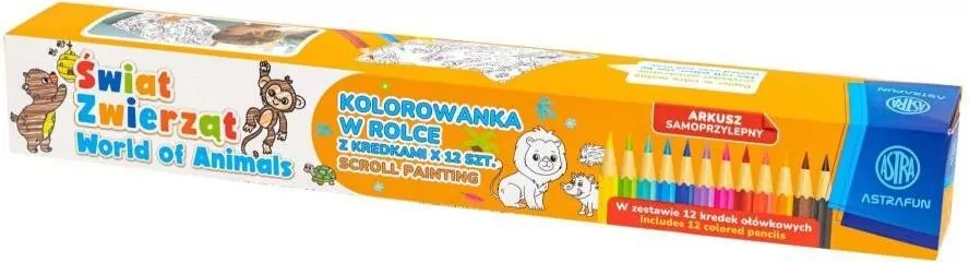 Kolorowanka w rolce samoprzylepna + 12 kredek mix - tantis.pl