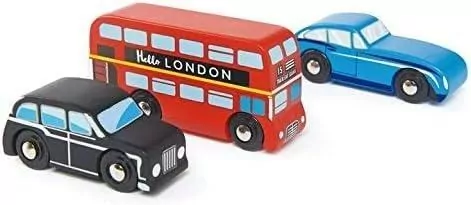 Zestaw samochodów drewnianych Londyn - tantis.pl