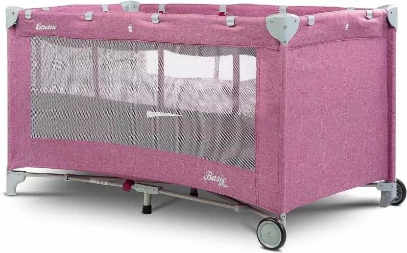 Caretero Łóżeczko turystyczne Basic różowe - tantis.pl