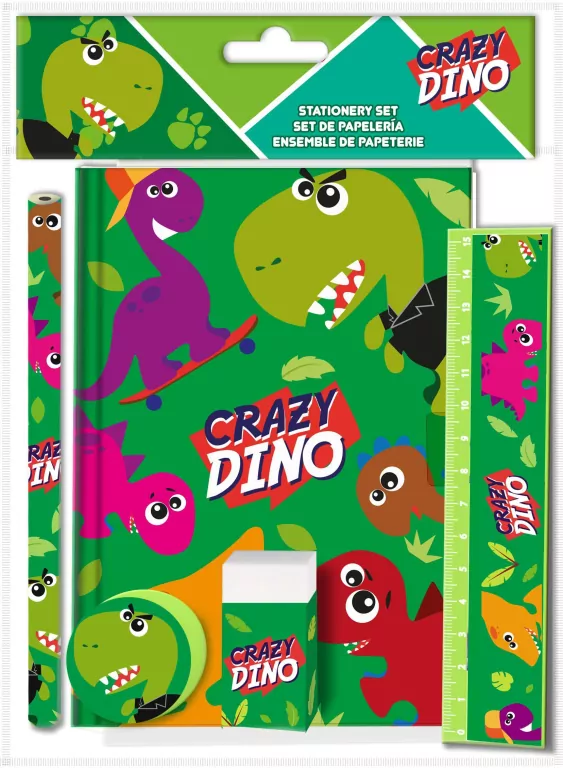 Zestaw piśmienniczy Crazy Dino 5 elementów - tantis.pl