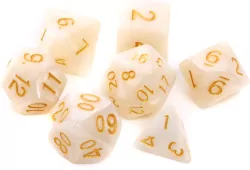 Komplet kości RPG. Białe. Perłowe. REBEL