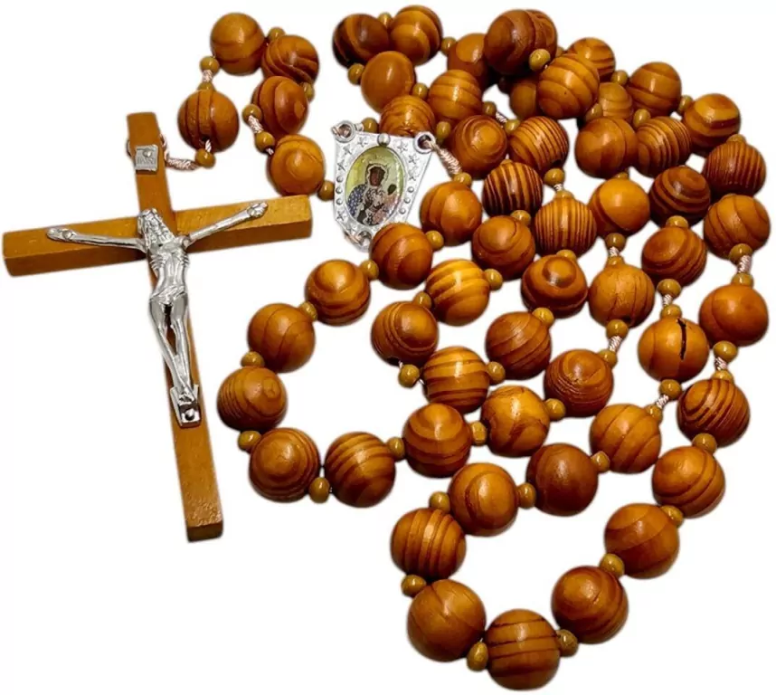 Różaniec M.B. Częstochowska drewniany - tantis.pl