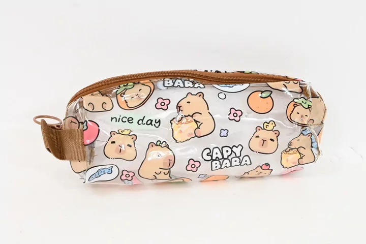 Piórnik przybornik przeźroczysty kapibara 19cm - tantis.pl