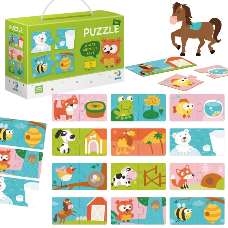 Puzzle Duo. Gdzie żyją zwierzęta? - tantis.pl