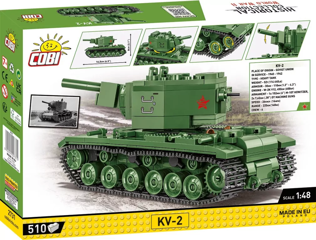 Klocki Cobi.  Czołg Kv-2 Ciężki Pojazd Wojskowy Ww2 Wojsko Armia 2731 - tantis.pl