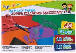 Zeszyt papierów kolorowych błyszczących A5 Gimboo 10 kolorów