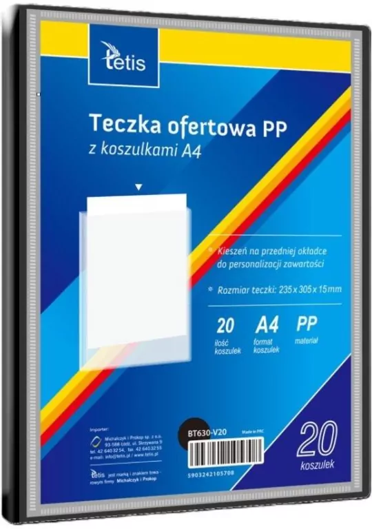 Teczka ofertowa A4 PP + 20 koszulek czarna - tantis.pl