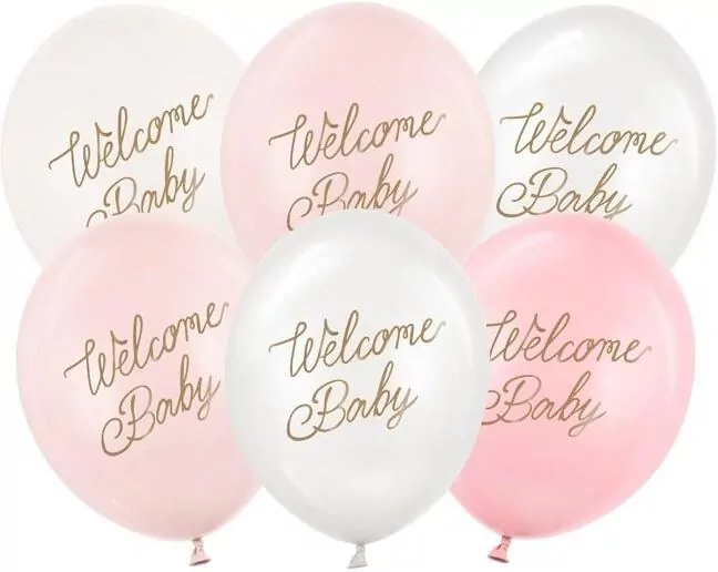 Balony Welcome Baby mix różowy 30cm 6szt - tantis.pl