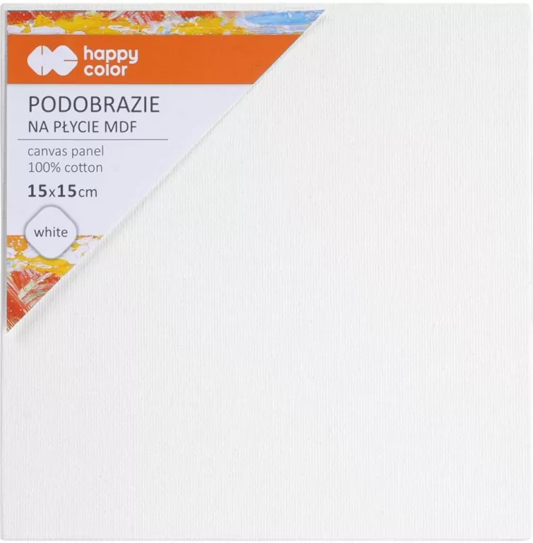 Podobrazie bawełniane impregnowane białe 15x15 tablica MDF 4mm Happy Color - tantis.pl